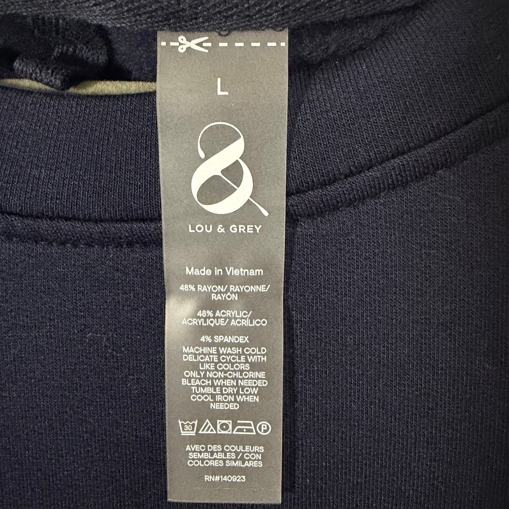 Lou & Grey Navy Blue Signature Soft Sweatshirt Raglan Sleeve L Minimalist Cozy - Picture 2 of 4